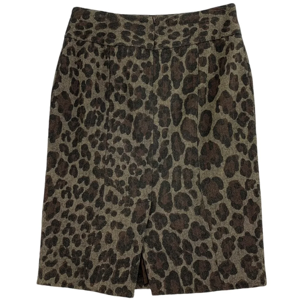 Wool Blend Leopard Pencil Skirt